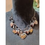 Womens Heart Charm Necklace And Earrings Set With Leopard Print And Lobster Lock Photo 1