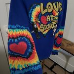 Blue Hoodie with Love at First Sight Graphic Vintage Sweater Tyedye sz Large Photo 2