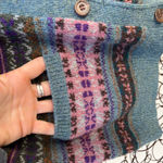 Eddie Bauer Vintage wool fair isle cardigan sweater pink pastel gray Photo 1