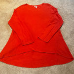 Eileen Fisher  Organic Cotton Knit Hi Lo L/S Tunic Postbox Red Size LARGE *flaw Photo 0