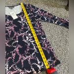 Style & Co New  Blue Purple White Leaf Printed Scoop-Neck Long Sleeve Top XS Photo 4