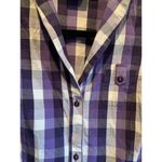 Merrell Button Blouse M purple plaid long sleeve Photo 4