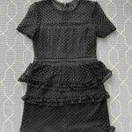 AQUA Bloomingdales Dress Ruffle Dot Lace Dress by  Black Lace Tiered Size Medium Photo 0