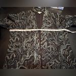 J Jill Women's Open Front Cardigan Sweater Abstract Swirls Wool Blend Size M Black Size M Photo 8