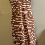 A New Day brown white midi side slits double v-neckline zebra print slip dress Photo 0