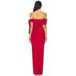 SNDYS x REVOLVE Jaymes Off Shoulder Stretch Knit Old Money Deep Red Maxi Dress S Photo 3