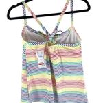 Lands' End  Chlorine Resist Tie Front Underwire Tankini Adjustable Rainbow 4 Photo 1