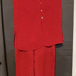 Jones & Co Women's Small Polka Dot Set, Top & Pants Set, Pullover Button Shirt Red Size 4 Photo 0