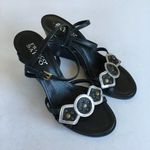 Franco Sarto Leather Wedge Sandal Ankle Strap Black Womens Size 6M Shoes Photo 0