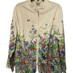 Bedford Fair Women’s Jacket Size 18W Zip High Collar White Floral Butterfly Photo 0
