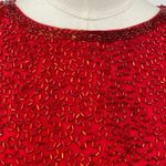 Vintage Oleg Cassini Beaded Silk Mini Dress Short Sleeves Cocktail Red Womens 6 Photo 4