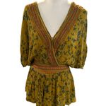 Urban Outfitters  Short Sleeve Romper Medium Gold Blue Orange Photo 0