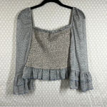 Storia ‎ Blue Floral Smocked Ruffle Top Photo 5