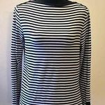 Diane Gilman - Black and White Fitted Long Sleeve Tee with Gold Details Size XS Photo 0