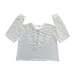 VS Pink Logo Lace Back Cut Out Long Sleeve White Shirt Size Large Athleisure Photo 1