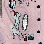 Vintage Victoria Jones Pink Cardigan with poodle and Christmas Accents Size M Photo 2