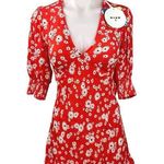 Rixo NWT Red Daisy Floral Plunging V Photo 0
