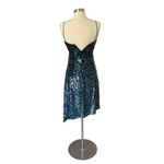 Emporio Armani Vintage Silk Sequin Dress Blue Green Black Asymmetric Size 8 Photo 3