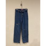 Edikted Jeans Womens Extra Small Blue High Rise Straight Leg Distressed Rips Photo 1