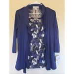 Sag Harbor  Purple Floral Layered Look Ruffle Cardigan Blouse Shirt Petite Small Photo 2