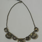 Trifari Vintage Crown Crystal Rhinestones Silver Tone Statement Necklace 15" Photo 0