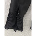 Virgo Petite Women's Button Front Blouse Sheer Glittery Size 6 Ruffle Trim Black Photo 2