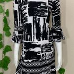 BCBGMAXAZRIA Maxazria Black White Bell Sleeve Dress Photo 1