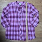 Sundance Pink Plaid Tunic SZ M Pintucks Long Sleeve Button Up Cotton Gauze Photo 10
