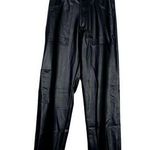 ZARA  Wide Leg High Rise Faux Leather Moto Biker Pants 5 Pockets M Black #3042 Photo 0