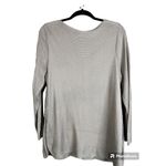 H&M Long Sleeve Side Buttons Grey Brown Beige Scoop Neck Sweater Size Large Photo 5