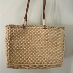 QVC Straw Tote Bag Umbrella Flip Flop Beach Chair Sequin Woven Beach Vacation Brown Photo 3