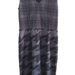  Max Mara Sleeveless Plaid Houndstooth Printed Sheath Wool Dress Gray 10 Photo 0