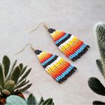 1 Pair Of Bohemian Native American Style Ethnic Glass‎ Beaded Earrings Photo 0