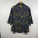 Woman Within Woman Within Paisley Button Down Shirt Size 1X Multicolor Faux Suede Boho Artsy Photo 2