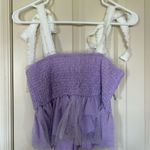 SheIn Lavender Smocked Top with White Ribbon Accents Photo 1