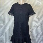 Kate Spade  Black Lace Crochet Ruffle‎ Hem Short Sleeve Party Dress Size Small Photo 0