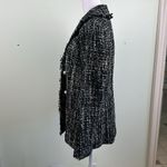 Dennis Basso Lurex Tweed Black Blue Silver Jacket with Fringe Photo 6