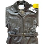 REMAIN by Birger Christensen Puglia Leather Shirt Dress Tarmac Size 12 Brown Photo 6