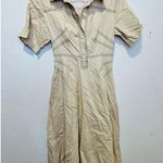 ROSETTA GETTY x RTR Beige Twill Collared Short Sleeve Bone Stitching Dress 0 Photo 2