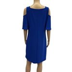 Boston Proper  Blue Cutout Front Short Sleeve Cold Shoulder Midi Dress Womens M Photo 5