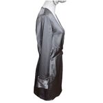 ZARA  Satin Faux Wrap Mini Dress Charcoal Grey A-Line Women’s Size Large Photo 2