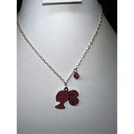 Mattel Silver Tone and Pink Enameled Barbie Silhouette with Pink Rhinestone Neck Photo 5