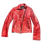 Claudio Iacovelli Italy Red Leather Moto Biker‎ Jacket Y2K Womens 40 IT US XS/S Photo 0