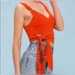 Free People  Paisley Pop Tie Cropped Tank Orange Red Size Large Photo 3