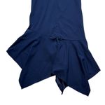 XScape Navy Blue One Shoulder Stretch Crepe Ruffle Asymmetrical Hemline Gown US4 Photo 9