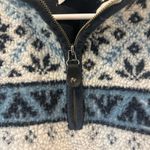 Marsh Landing  Blue White 1/4 Zip Sherpa Fleece Sweatshirt Snowflake Fair Isle Photo 2