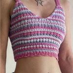 Hollister  Crochet Striped Knit Crop Top Women’s Large Pink/Purple Boho Vacation Photo 0