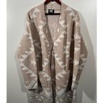 Frye Sweater Ladies Patterned Jacquard Open Front Cardigan Size XL Light Tan Photo 2