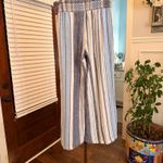 Indigo Rein EUC High Rise Striped Blue and White Wide Leg Linen Blend Pants Photo 2