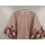 Mac Duggal  11854 Pink Crepe 3/4 Sleeve A-line Gown With Flower Trim Sz 16 Photo 1